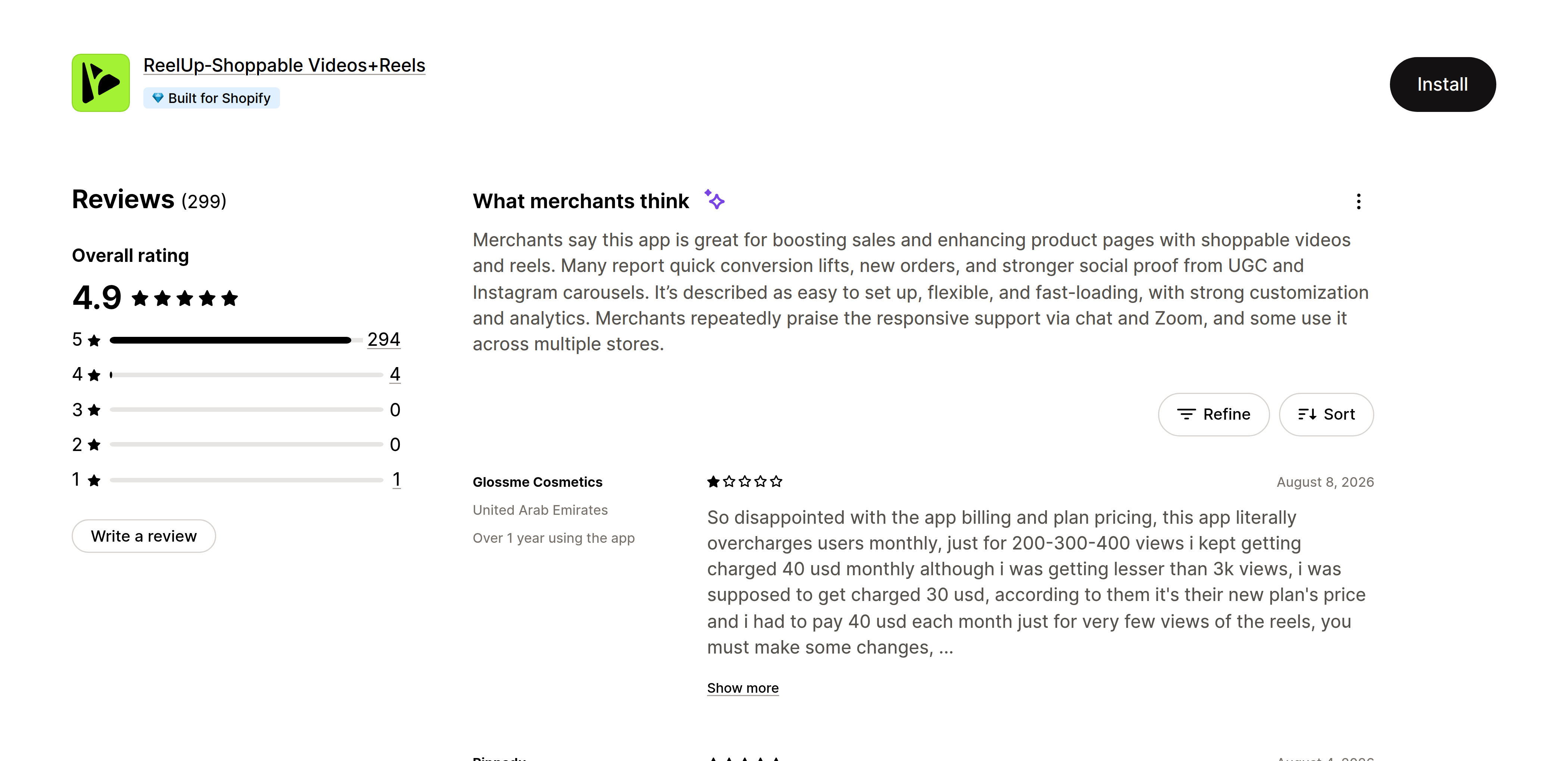Merchant reviews of Doran Shoppable Videos on the Shopify App Store (ReelUp)