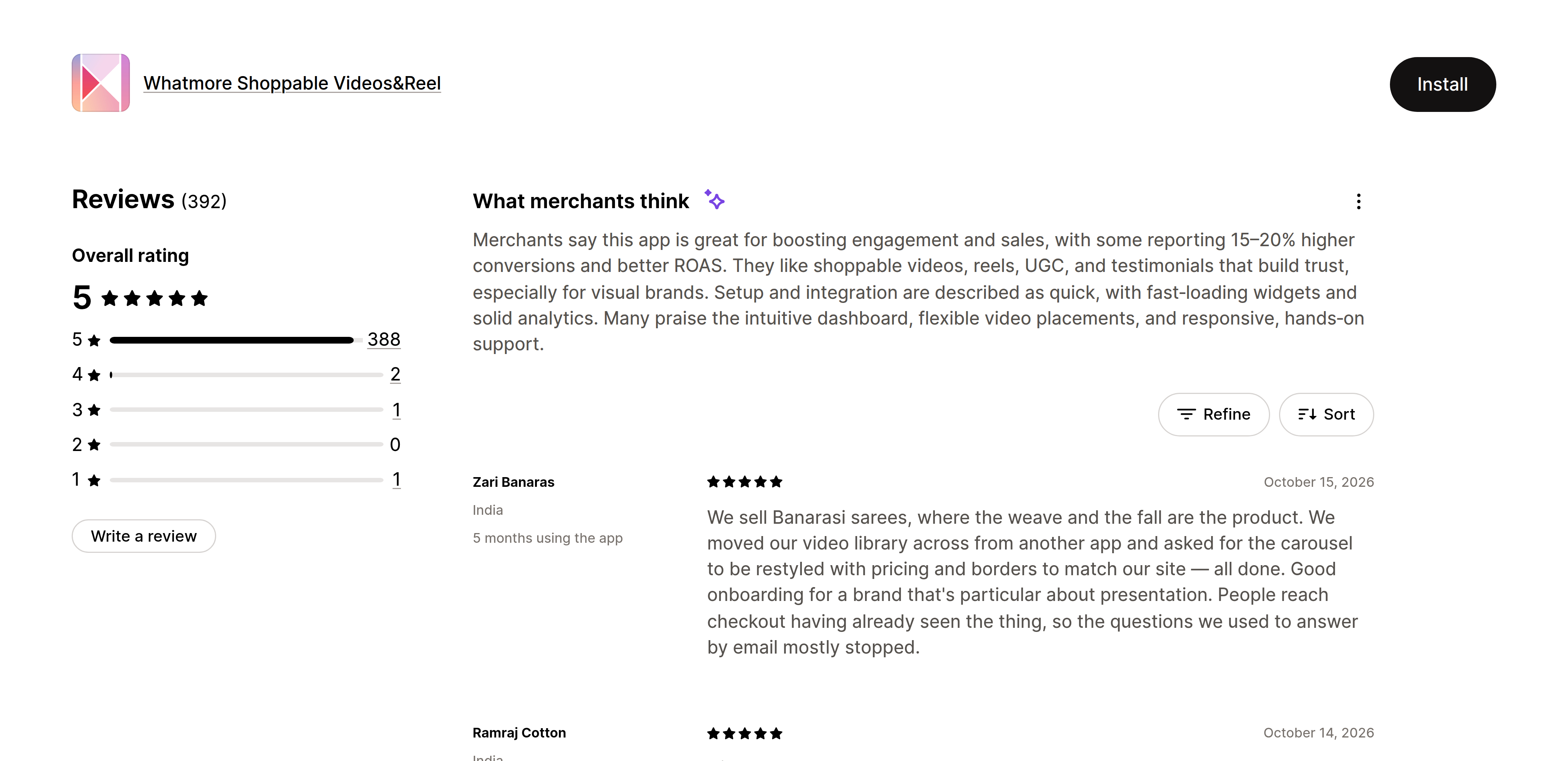 Shopify merchant reviews of Doran Shoppable Videos (Whatmore)